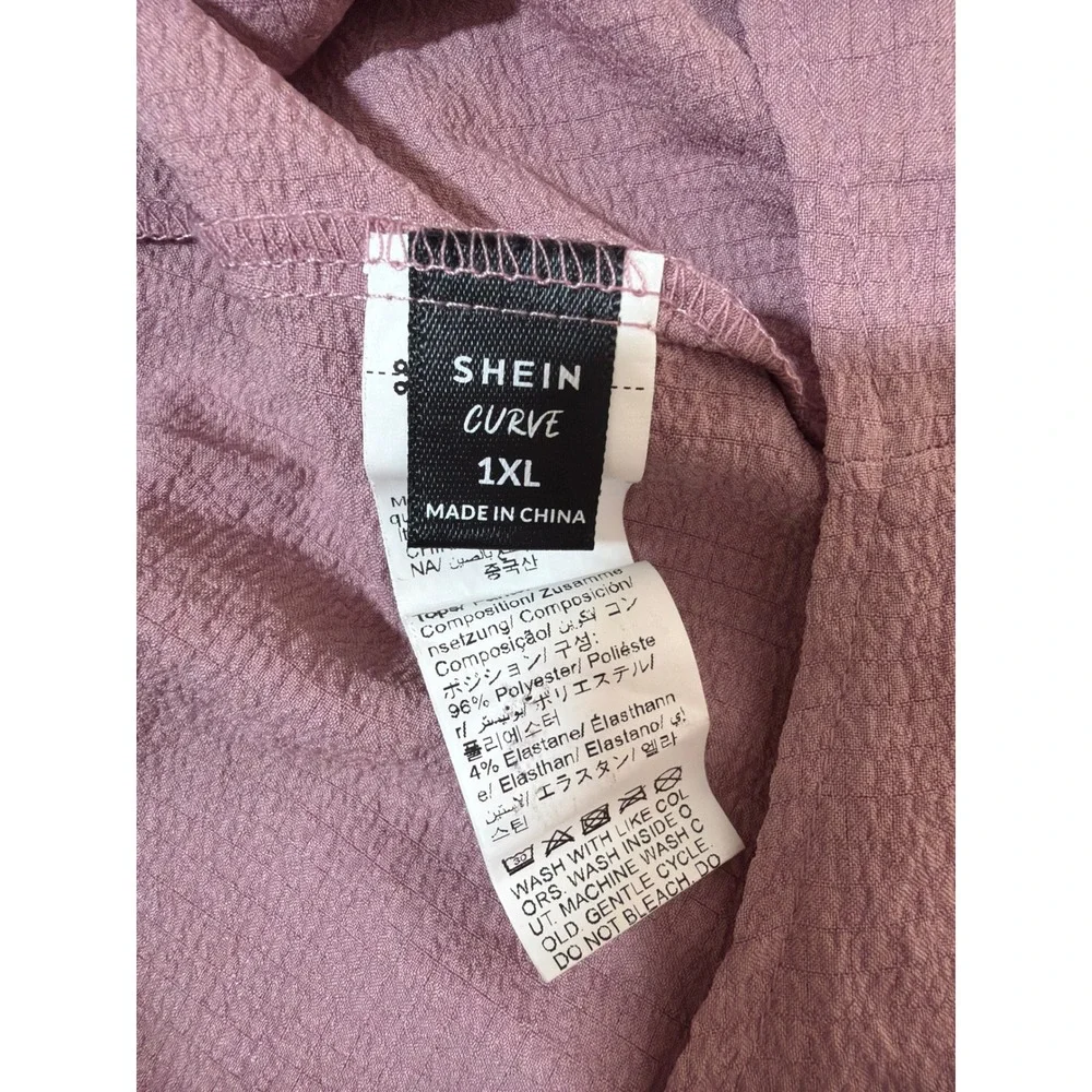 Mauve Textured Two Piece Lounge Set Button Down Shirt and Drawstring Pants